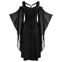 Abiti casual Donna Vintage Mesh See-through Robe 2024 Primavera Estate Dress Sexy Spaghetti Strap Scollo a V Fasciatura Scava Fuori