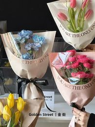 Gift Wrap 10pcs Valentine's Day Single Flower Packaging Bag Rose Stamping Bags Bouquet And Floral