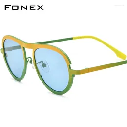 Sunglasses FONEX Pure Titanium Polarized Men Classic Aviation Sun Glasses High Quality Pilot Male UV400 Shades F85800T