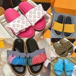 Designer Slippers Pool Pillow Mules Women Sandals Sunset Flat Comfort popular Mules Padded Front Strap popular Fashionable Style Slides low price size 36-45
