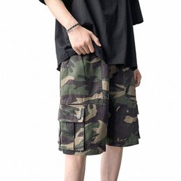 camoue Shorts Men Casual American Vintage Cargo Knee-length Loose Summer Thin Clothing Military Tactical Harajuku Fi P9bW#