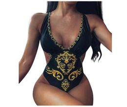 Women039s Swimwear 2021 Fashion Bikini One Pice Swimsuit Women Summer Baroque Print Monokini Beach Wear Ropa Mujer Verano4120540