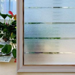 Window Stickers Privacy Film Static Cling Frosted Opaque Glass No Glue Sticker UV Protection White Stripe Decor For Office