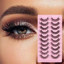False Eyelashes 10 Pairs Russian Strip Lashes Natural Fluffy 3D Effect Fake Eye