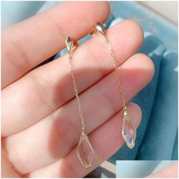 Hoop Huggie Hie Japanese Starjewelry Sun Flashing Diamond White Crystal Water Drop Long S925 Sterling Sier Inlaid Earrings Femalehoop Otqga