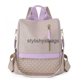 Backpack Style Shoulder Bags 2023 Luxury Riveted Women Backpack High Quality Nylon Anti-Theft Travel Multifunction School Bag H240328