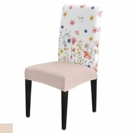 Chair Covers Spring Watercolor Flowers Cover Set Kitchen Stretch Spandex Seat Slipcover Home Dining Room