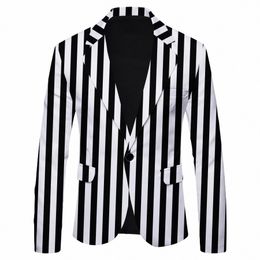2024 New Striped Polka Dot Leopard Printed Casual British Style Fiable Slimming Fit Suit Jackets Male Blazers Coats w2JX#