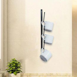 Kitchen Storage Wall Mounted Mug Holder Coffee Rack Cup Drying Tea With 3 Hooks Hanger Black