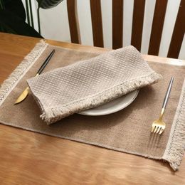 Table Mats 1 Pcs Simple Party Supplies Fringed Natural Cotton Linen Placemats Decor Napkin