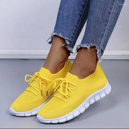 Fitness Shoes Women's Breathable Knitted Sneakers Ladies Casual Socks Female Lace Up Spring Vulcanized Sports