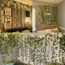 Decorative Flowers 220cm Fake Ivy Leaves 12Pcs Artificial Garland Greenery Hanging Plant Vine For Bedroom Wall Decor Wedding Party Room