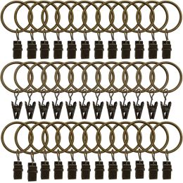 Accessories HOT36 Pack Rings Curtain Clips Strong Metal Decorative Drapery Window Curtain Ring With Clip Rustproof Vintage 1.26 Inch Interi