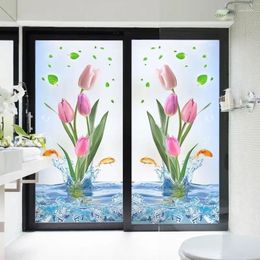 Window Stickers Film Privacy Simulation Flower Uv Resistant And Heat Curtains Home Decoration