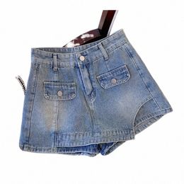 plus Size L-4XL Denim Shorts For Women High Waist Fi Summer Jean Pants High Street Y2K Clothing Free Ship Skirt Short 18wn#
