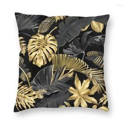 Pillow Modern Black Gold Leaf Cover For Sofa Soft Vintage Luxury Art Case Bedroom Decoration