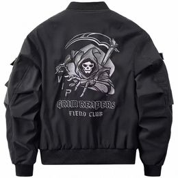 skull Embroidery Bomber Mens Jackets Motorcycle Clothes Baseball Uniform Winter Outdoor Oversized Harajuku Streetwear 2023 Coats 56hw#