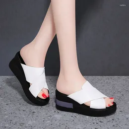 Slippers Women's High Heels Thick Bottom Casual Shoes Ladies Leisure Summer Wedges Sandals Woman Women Platform Mules Slipper