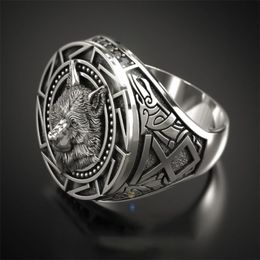 Trendy Retro Celtic Wolf Totem Band Rings Men's Viking Gothic Steampunk Carved Animal Rings Fashion Party Gift AB8673244