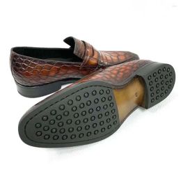 Dress Shoes Hongsen Male Men Fashion Brush Color Crocodile Belly Business Pure Handmade12