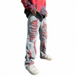 2022 High Street Hole Ripped Punk Baggy Men Grunge Jeans Pants Straight Loose Hip Hop Women Retro Denim Trousers Pantal Hombre 77Yt#