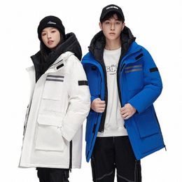 the New Couple White Eiderdown Down Jacket for Men and Women Was Thickened with A Lg Hooded Frock To Overcome The Jacket. p4tP#