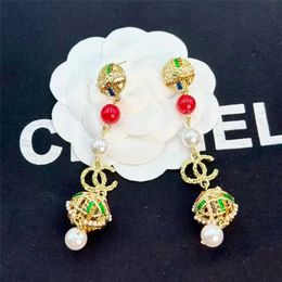 10% OFF Designer Jewellery New Light Luxury Trendy Little Wind Fragrant Grandma Colourful Pearl Pendant Earrings Accessories Temperament Diamond Embedding Jewellery
