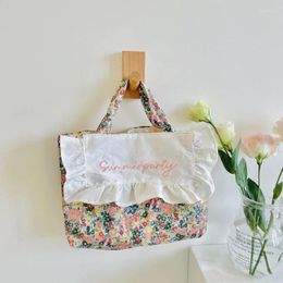 Storage Bags Cotton Korean Style Shopping Bag Portable Colourful Little Flower Girl's Spring Light School Work