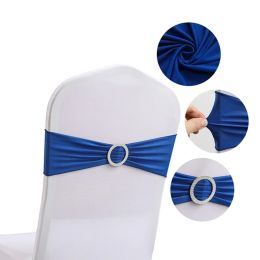 Sashes 10/100pcs Elastic Chair Knot Stretch Band Country Wedding Decoration Sashes Back Cover Mariage Hotel Home Seat Ribbon