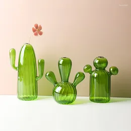 Vases Clear Glass Cactus Shape Small Fresh Flover Vase Table Decorations Simple Home Living Room Desktop Ornaments