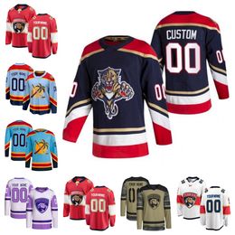 Hóquei Jerseys Florida''Panthers''Men Mulheres Juventude Matthew Tkachuk Aleksander Barkov Sergei Bobrovsky Sam Reinhart Ryan Lomberg Carter Verhaeghe Vladimir Tarasenko