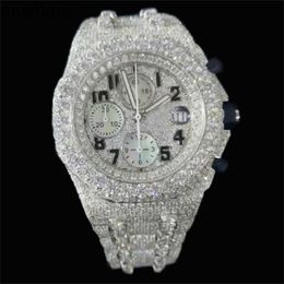 Luxury Diamonds AP Watch Apf Factory Vvs Iced Out Moissanite Can past Test Luxury Diamonds Quartz Movement Iced Out Sapphire Stones Silver Best Quality Out ChroW9D