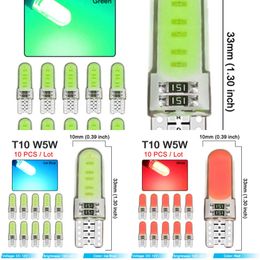 Upgrade 10 PCS T10 W5w LED Silicone Waterproof COB Bulb 12V 7500K White Car Interior Dome Reading Trunk Licence Plate Wedge Side Lights