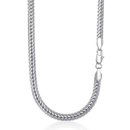 6mm Womens Mens Necklace Chain Hammered Close Rombo Link Curb Cuban White Gold Filled GF Fashion Jewelry Accessories DGN337 Chains247W