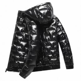 parkas Glossy Male Padded Coats Hooded Men's Down Jacket Korean Luxury Clothing Padding Outerwears New in External Clothes & Hot e9ZX#