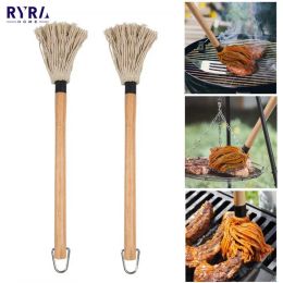 Leathercraft Professional Bbq Oil Brush Basting Mop Camping Egg Cake Bread Brushes Cotton Fibre Head Household Bbq Brush Kitchen Cooking Tool