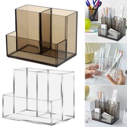 Storage Boxes Makeup Brush Holder With Sticky Notes Stationery Box 3 Compartments Container For Home Office School
