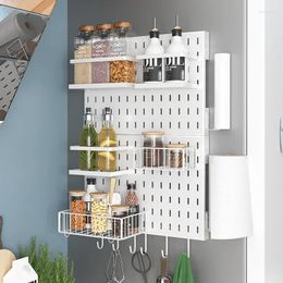 Hooks Wall Rack Free Punching Hole Board Magnetic Refrigerator Multi-functional Kitchen Supplies Seasoning Organiser