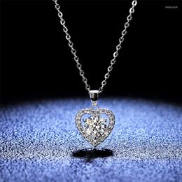 Pendant Necklaces Real Moissanite Diamond Necklace 1ct D Color 925 Sterling Silver Heart Wedding Jewelry For Women PE017Pendant285e