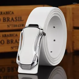 Belts High Quality Luxury Boys Slide Buckle White Designer Men Brand Genuine Leather 3.3cm Wide Casual Cowboy Waistband