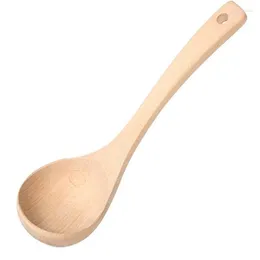 Spoons 2 Pcs Kitchen Cooking Straight Handle Wooden Wood Soup Scoop Spoon Ladle Not Hurt The Promotion