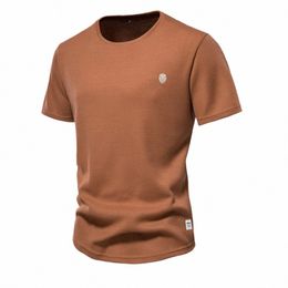 aiopeson Waffle Men's t-shirts Solid Color O-neck Short Sleeve Casual T-shirts for Men New Summer Basic Breathable Tops Tee Men P38I#