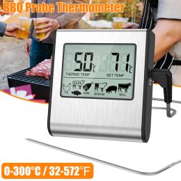 Gauges Digital Meat Thermometer 6.5inch Large LCD Food Thermometer Magnetic Cooking Thermometer Timer with Stainless Steel Probe