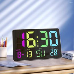 Wall Clocks 10 Inch Digital Alarm Clock 5 Brightness Levels Large Display 12/24H Power Loss Memory For Living Room Office Bedroom