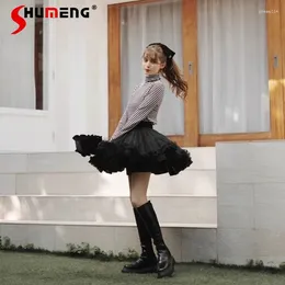 Skirts Japanese Rojita Style Sweet Mesh Elastic Waist Ballet Tutu Short Skirt Adult Princess Mini Black White Colour Y2k Clothes