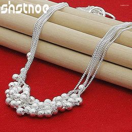 Pendants 925 Sterling Silver Multi Lines Frosted Beads Necklace 18 Inch Chain For Women Man Jewelry Engagement Wedding Fashion Charm