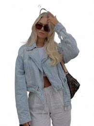 nlzgmsj TRAF - Women 2023 Spring Autumn Blue Denim Trench Coat Jacket Vintage Lg Sleeve Belt Relaxed Female Outerwear Tops h80d#