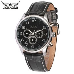 Hot Selling JARAGAR Leather Strap, Fully Automatic Flywheel Mechanical Watch, Men's Fashion and Leisure Watch