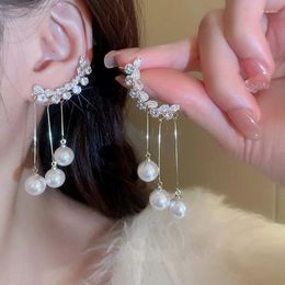 Dangle Earrings 2024 Fashion Korean Hanging Women Long Tassel Drop For Gold Color Zircon Wedding Jewelry Gifts