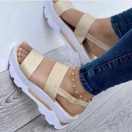 Sandals Womens Low Platform with High Heels Summer Wedge Elegant Heel H240328WI05